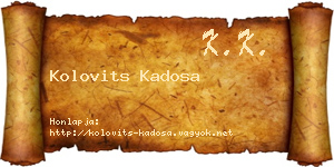 Kolovits Kadosa névjegykártya